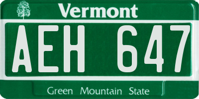 VT license plate AEH647