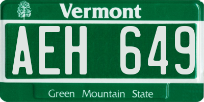 VT license plate AEH649