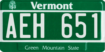 VT license plate AEH651