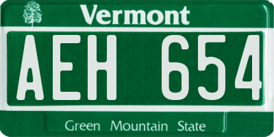 VT license plate AEH654