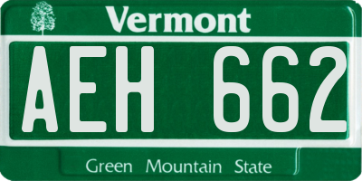 VT license plate AEH662