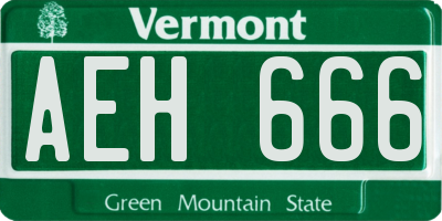 VT license plate AEH666