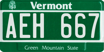 VT license plate AEH667