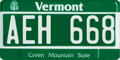 VT license plate AEH668