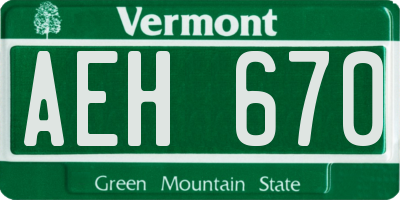 VT license plate AEH670