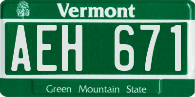 VT license plate AEH671