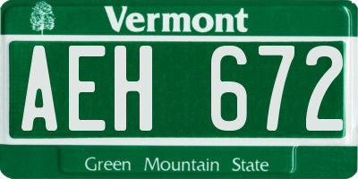 VT license plate AEH672