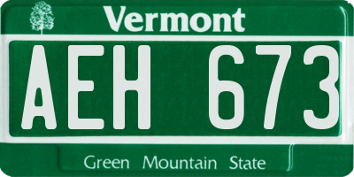 VT license plate AEH673