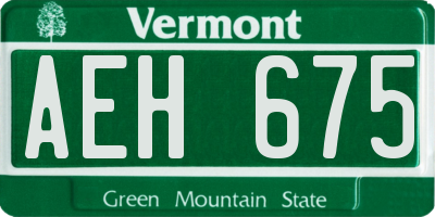 VT license plate AEH675
