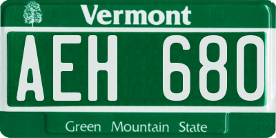 VT license plate AEH680