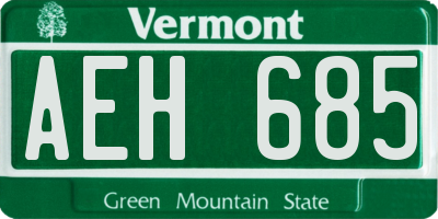 VT license plate AEH685