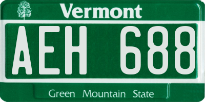 VT license plate AEH688