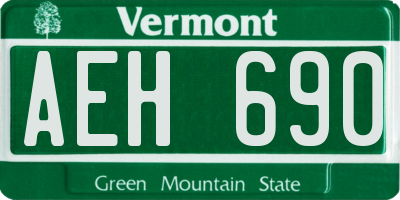 VT license plate AEH690