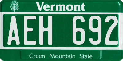 VT license plate AEH692