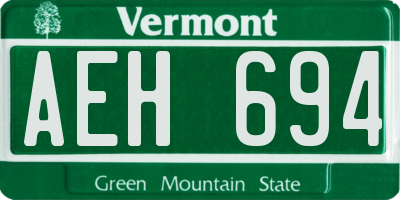 VT license plate AEH694