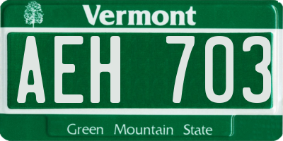 VT license plate AEH703