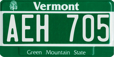 VT license plate AEH705