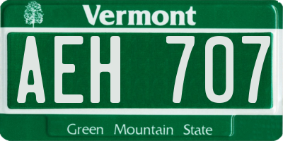 VT license plate AEH707