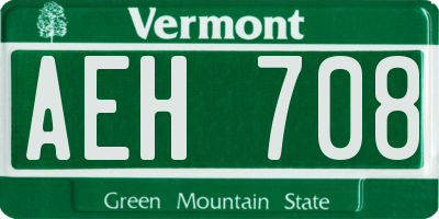 VT license plate AEH708