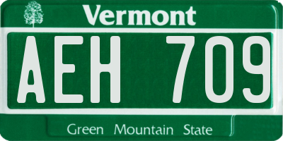 VT license plate AEH709