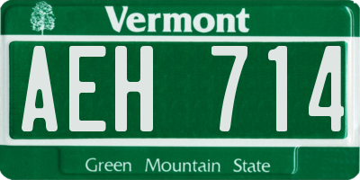 VT license plate AEH714