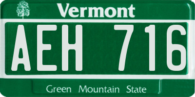 VT license plate AEH716