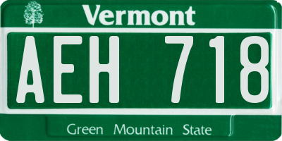 VT license plate AEH718