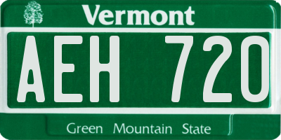 VT license plate AEH720