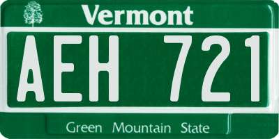 VT license plate AEH721