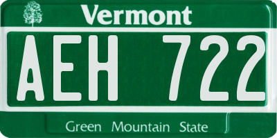 VT license plate AEH722