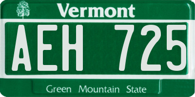 VT license plate AEH725