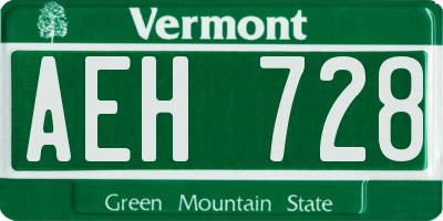 VT license plate AEH728