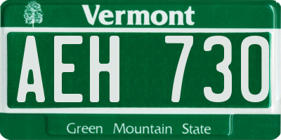 VT license plate AEH730