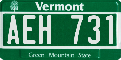 VT license plate AEH731