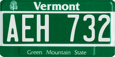 VT license plate AEH732