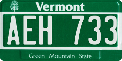 VT license plate AEH733