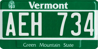 VT license plate AEH734