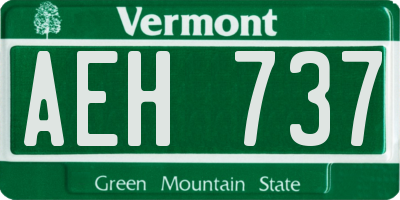 VT license plate AEH737
