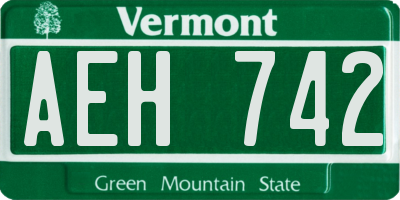 VT license plate AEH742
