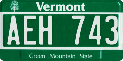 VT license plate AEH743