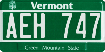 VT license plate AEH747
