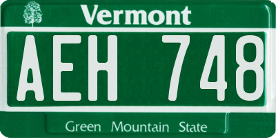 VT license plate AEH748