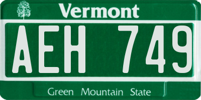 VT license plate AEH749