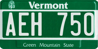 VT license plate AEH750