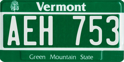 VT license plate AEH753