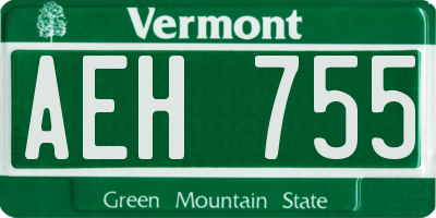 VT license plate AEH755
