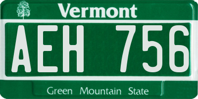 VT license plate AEH756