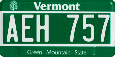 VT license plate AEH757