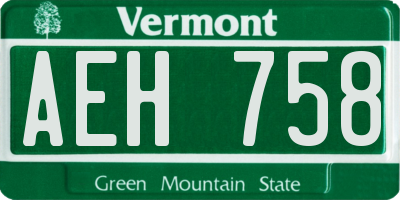 VT license plate AEH758