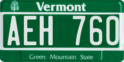 VT license plate AEH760